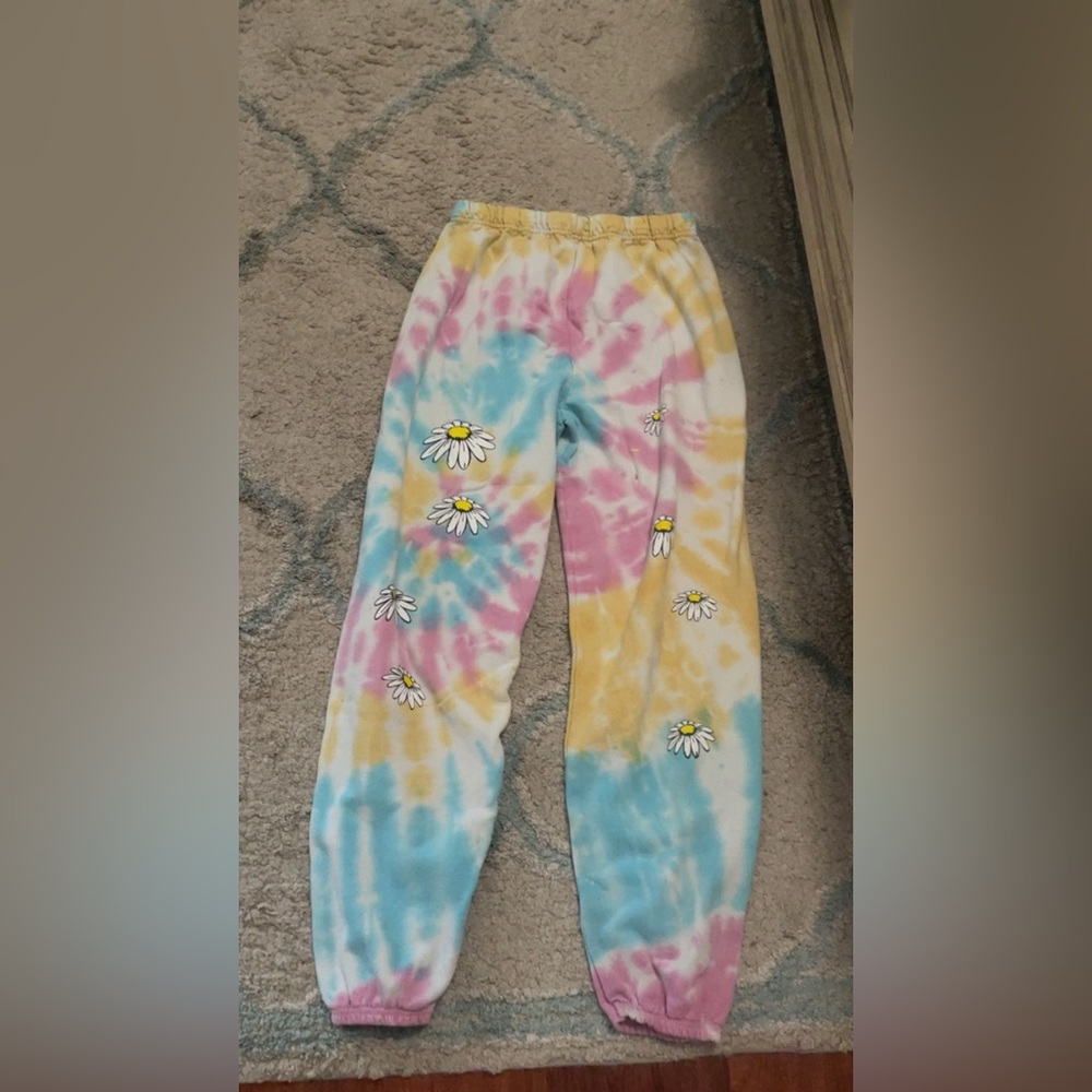 Tie dye flower sweat pants